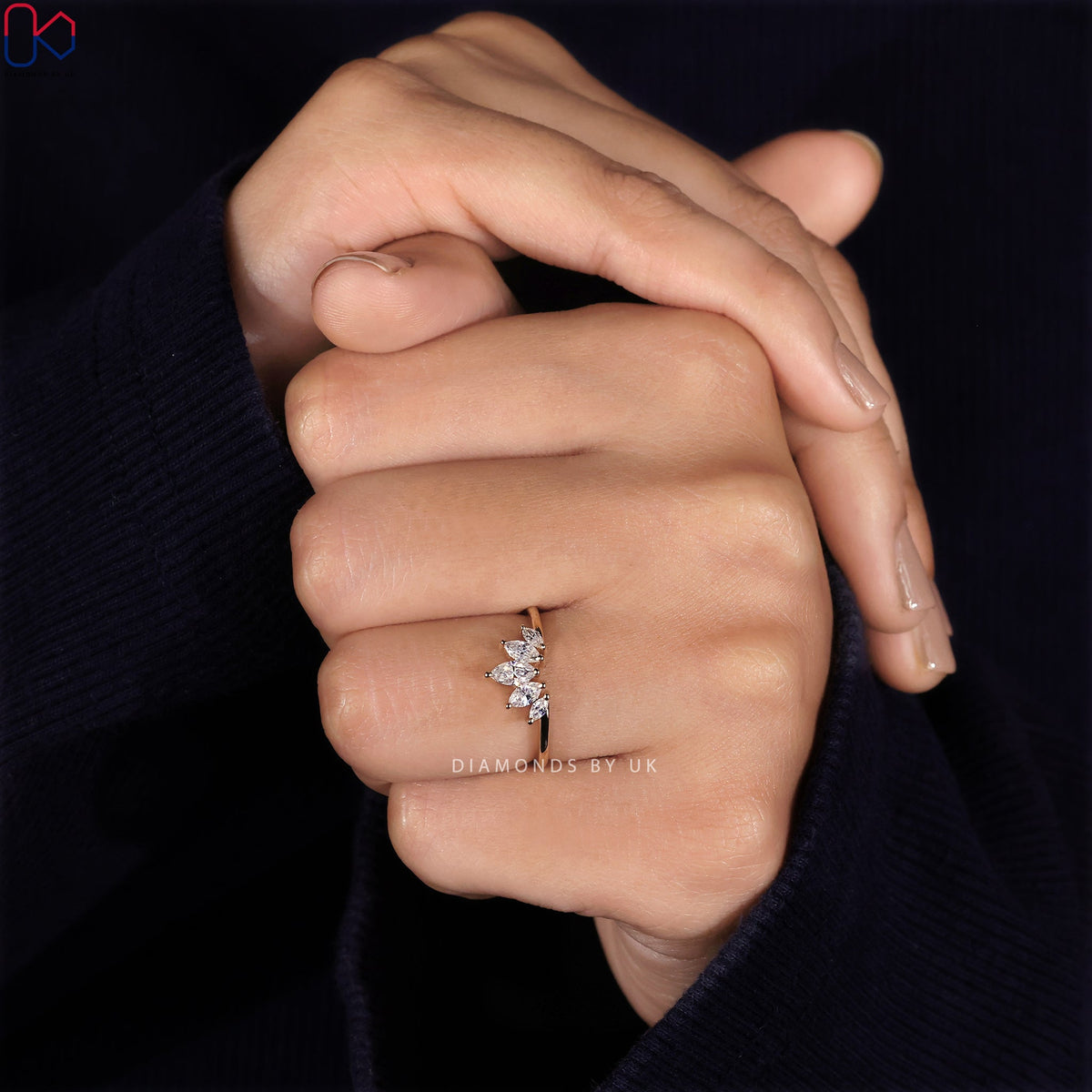 Tiara Wedding Band - Marquise Diamonds