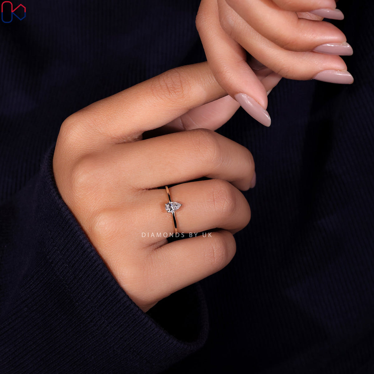 Pear Solitaire Engagement Ring - Yellow Gold