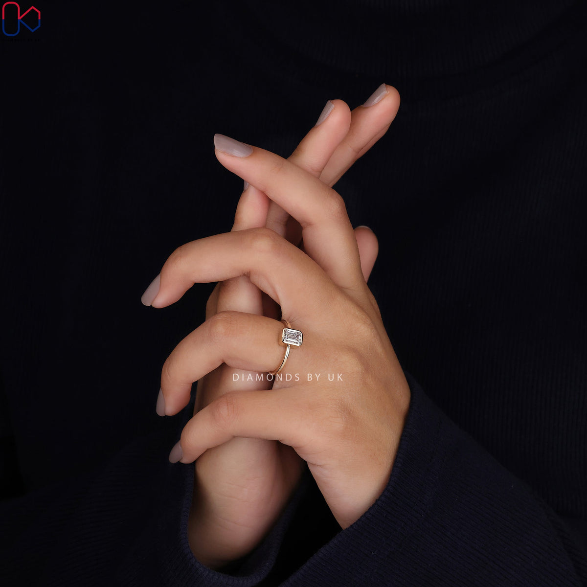 Emerald Cut Diamond Ring - Bezel Setting
