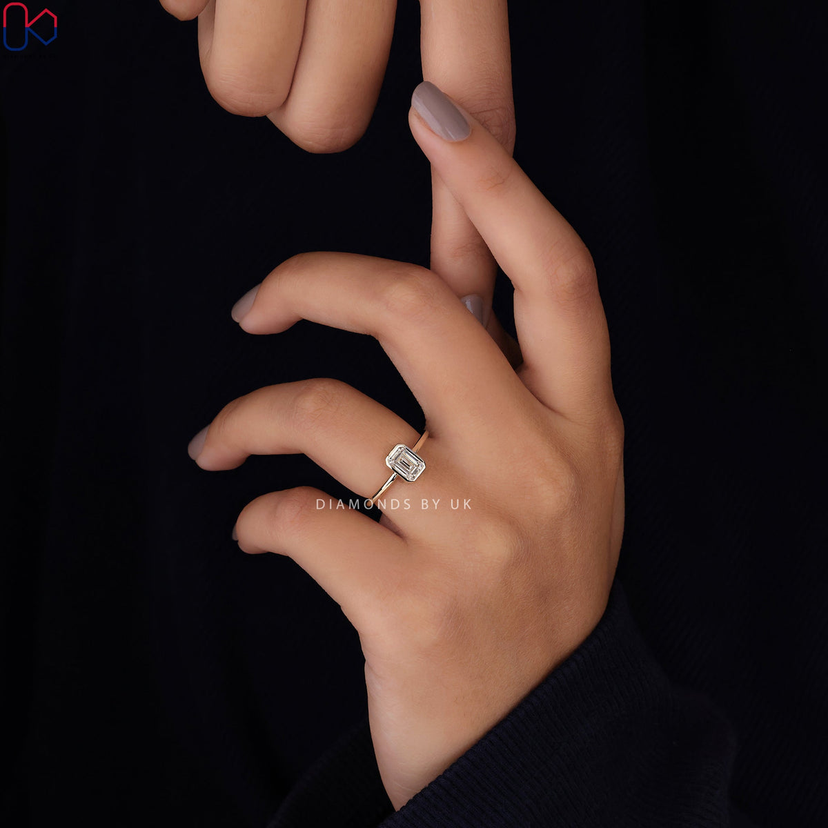 Emerald Cut Diamond Ring - Bezel Setting
