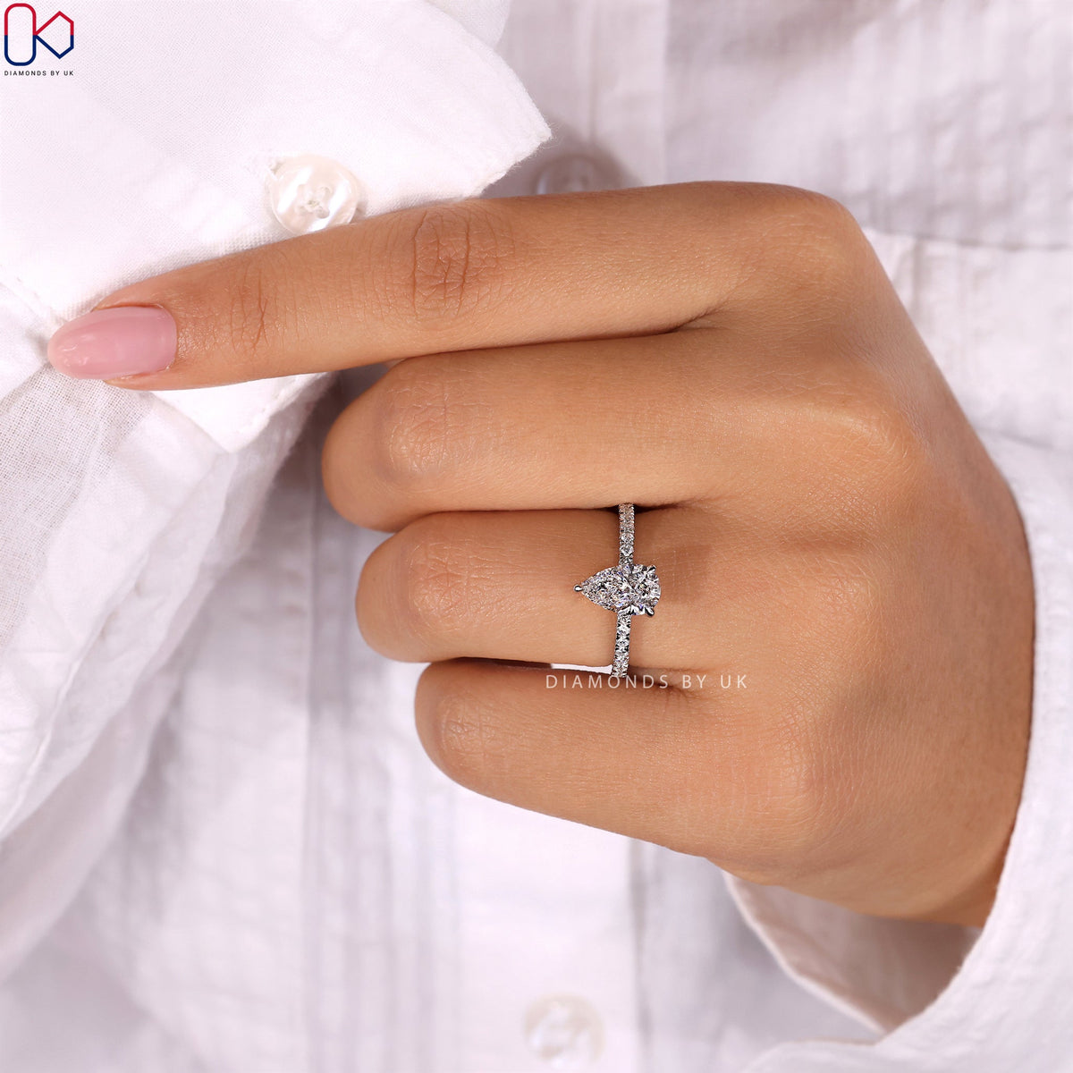 Pear Shaped Ring - Hidden Halo