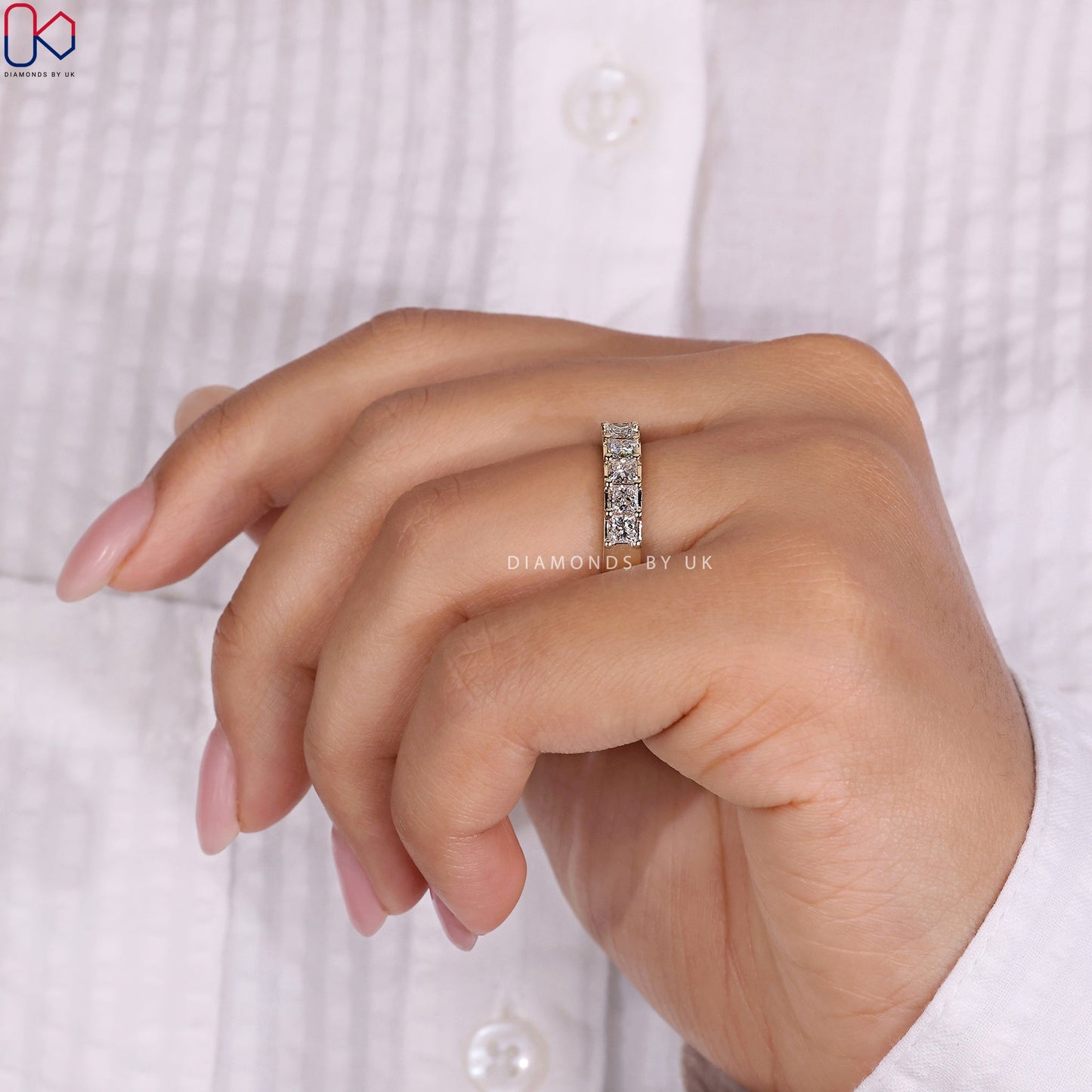 Princess Cut Eternity Band – Half Eternity Style