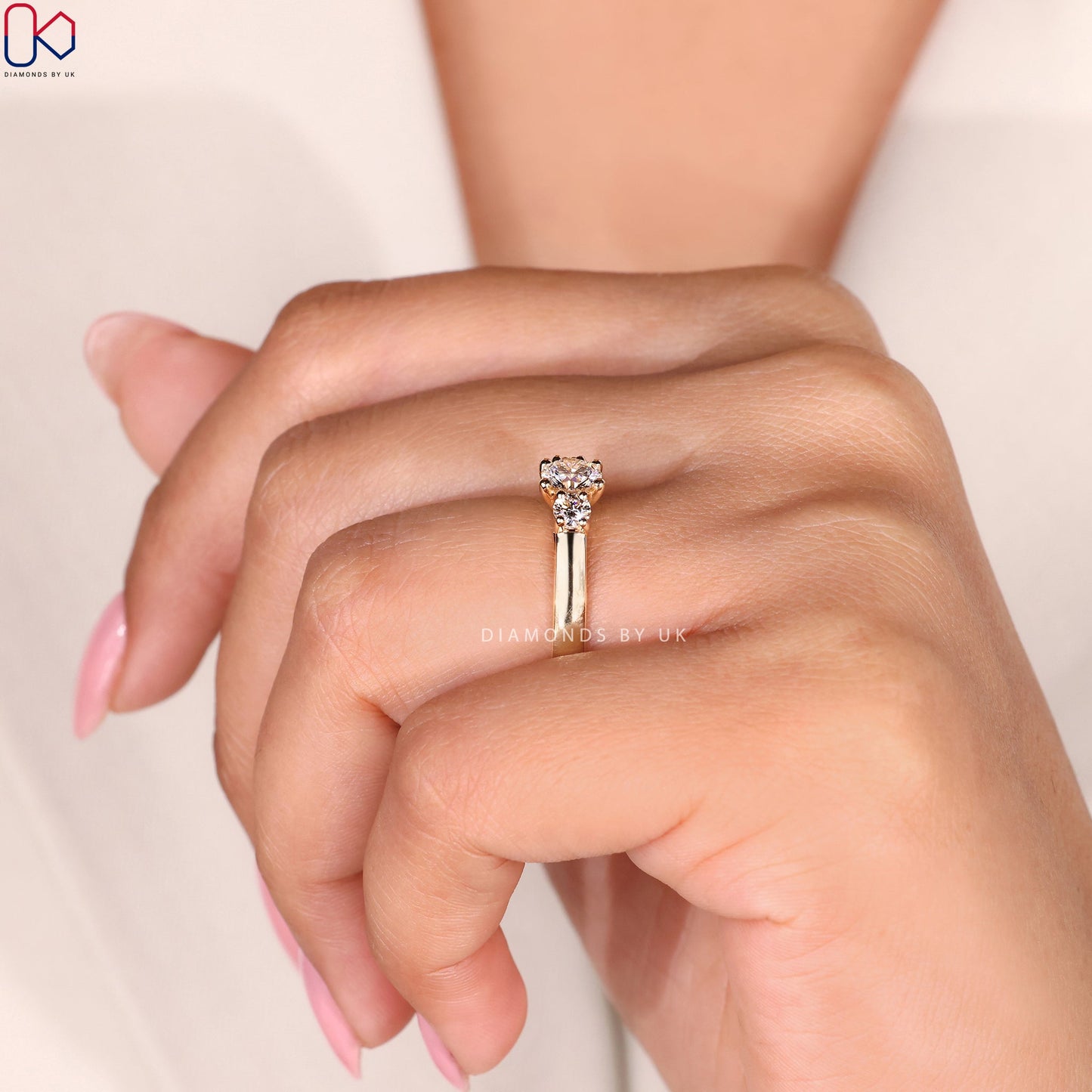 Yellow Gold Three Stone Round Diamond Ring