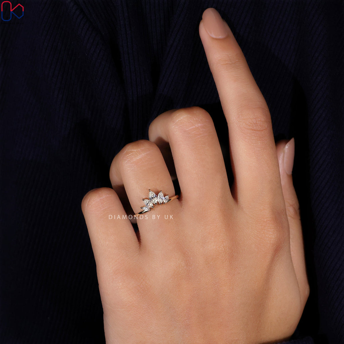 Tiara Wedding Band - Marquise Diamonds