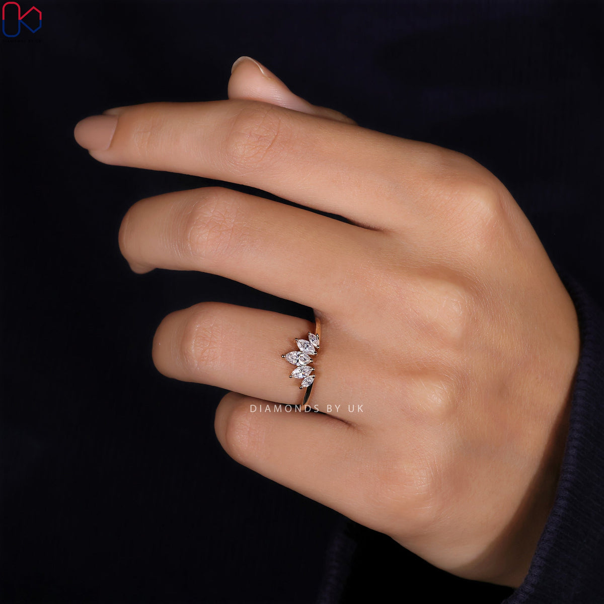 Tiara Wedding Band - Marquise Diamonds