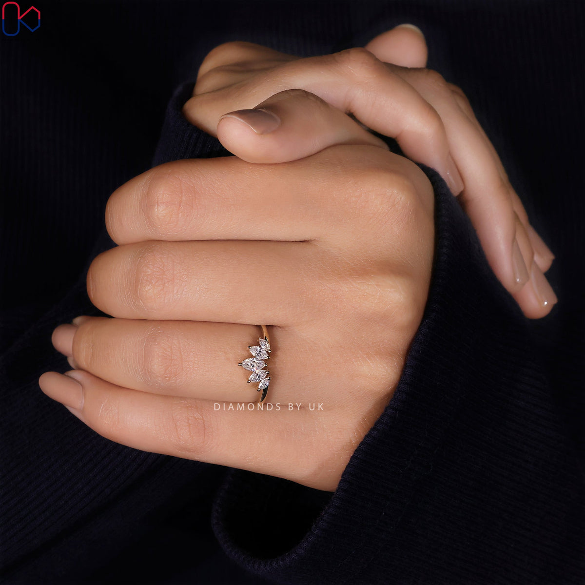 Tiara Wedding Band - Marquise Diamonds