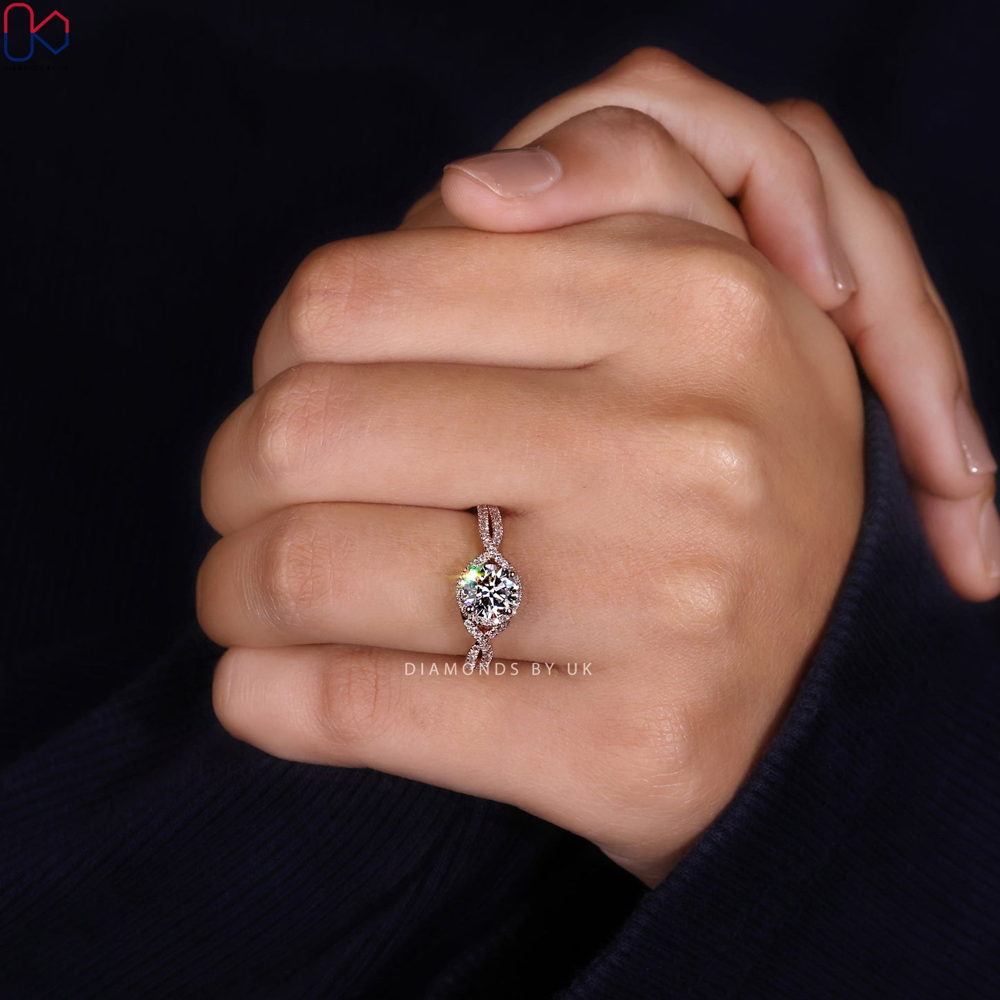 Rose Gold Engagement Ring In Round Diamond