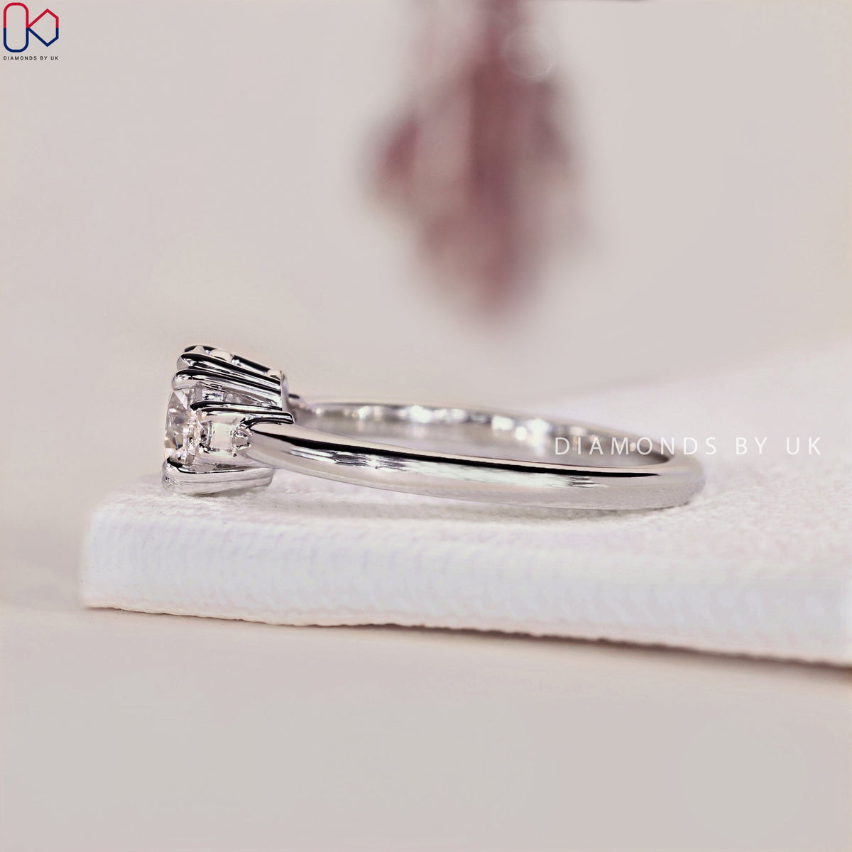 Three Diamond Engagement Ring - Round Cut