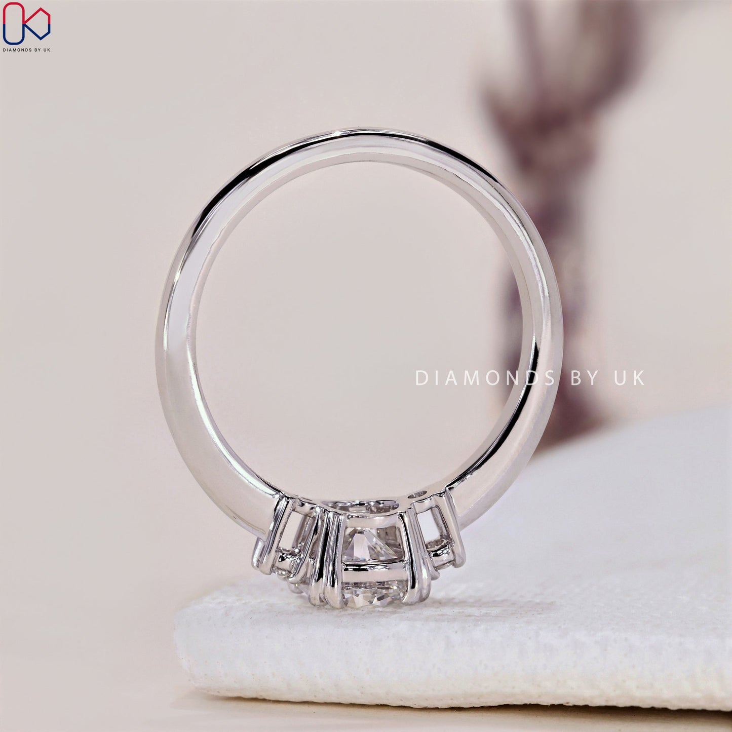 Three Diamond Engagement Ring - Round Cut