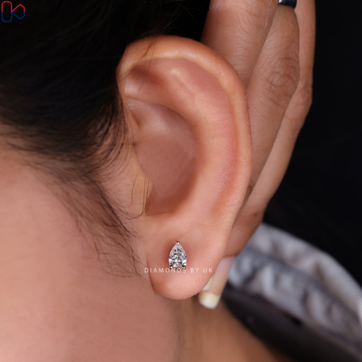 Pear Diamond Earrings - Rose Gold