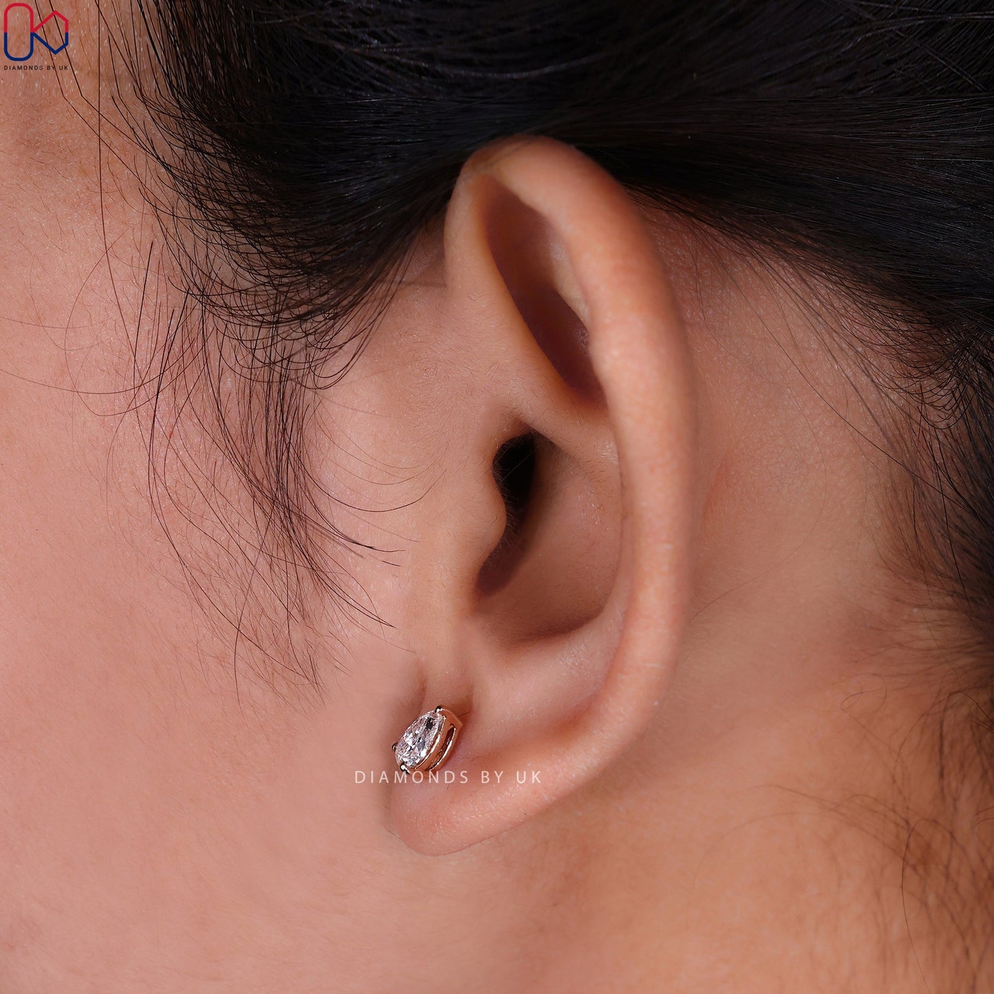 Pear Diamond Earrings - Rose Gold