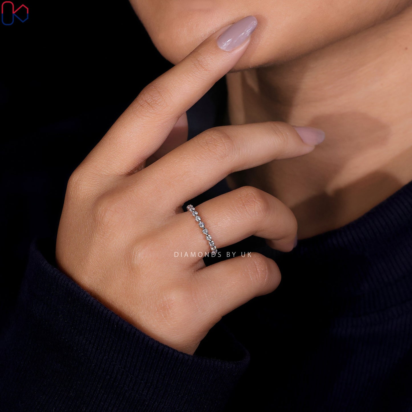 White Gold Eternity Band – Round Diamonds