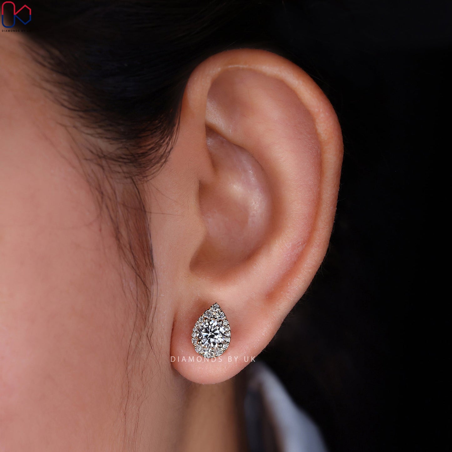 Halo Earrings - Round Diamond Stud