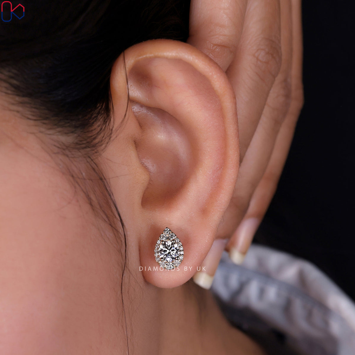 Halo Earrings - Round Diamond Stud