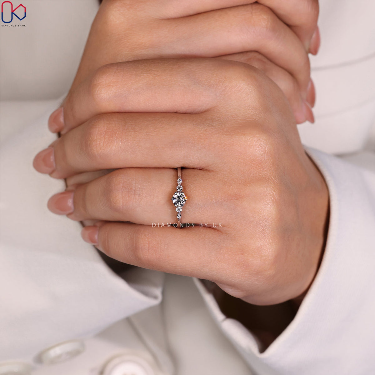 5 Stone Engagement Ring - Round Diamond