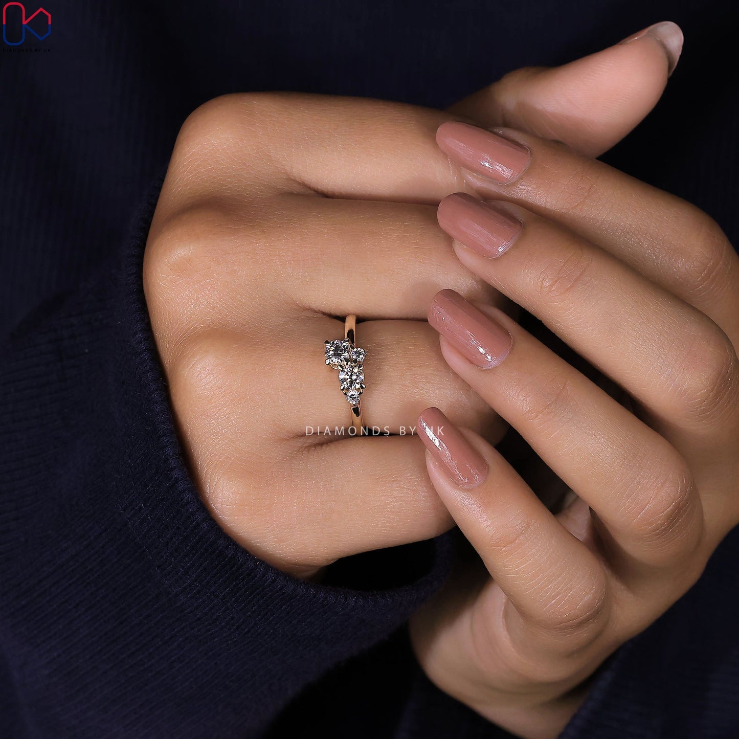Round Diamond Gold Cluster Ring