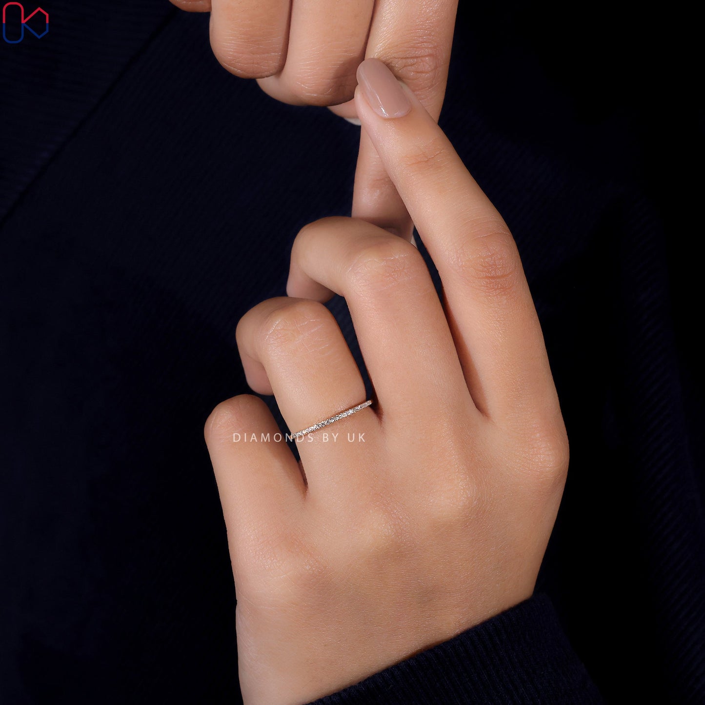 Pave Wedding Band - Half Eternity Diamonds