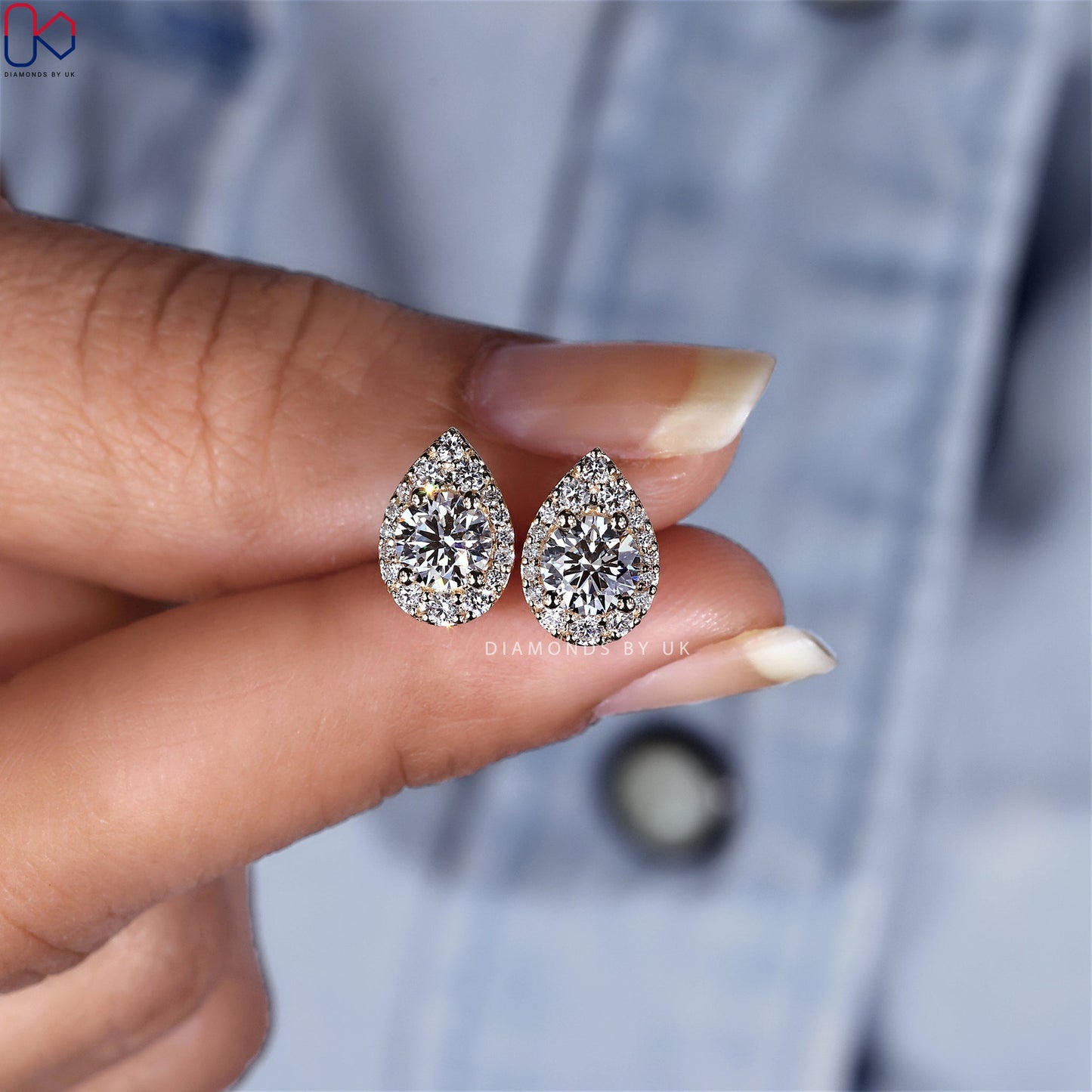 Halo Earrings - Round Diamond Stud