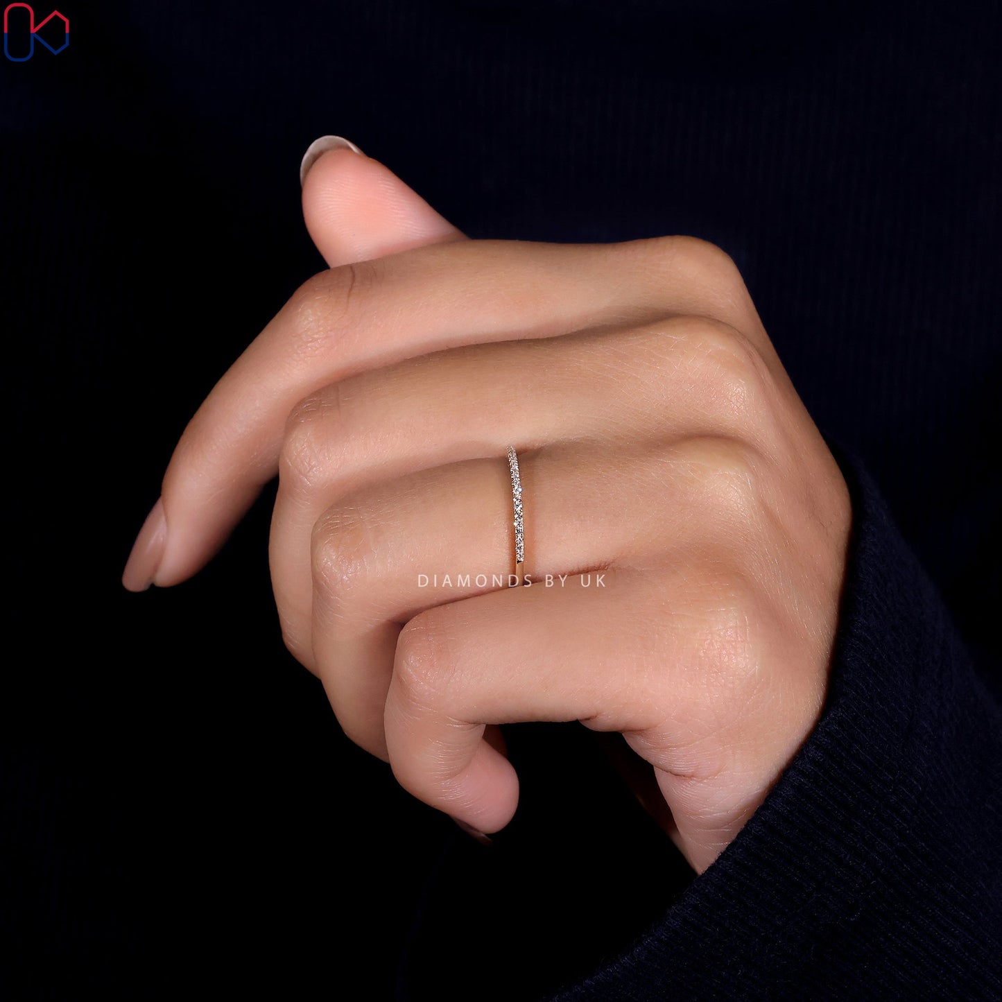 Pave Wedding Band - Half Eternity Diamonds
