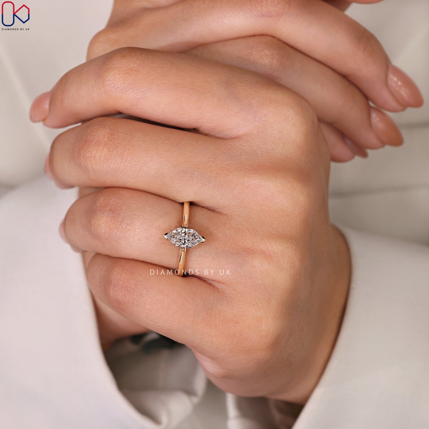 Dutch Marquise Engagement Ring - Pinched Shank Solitaire