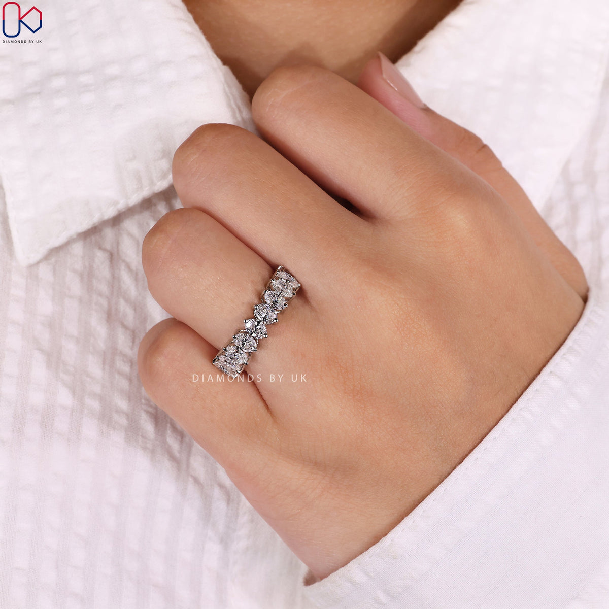 Oval Wedding Band – Half Eternity