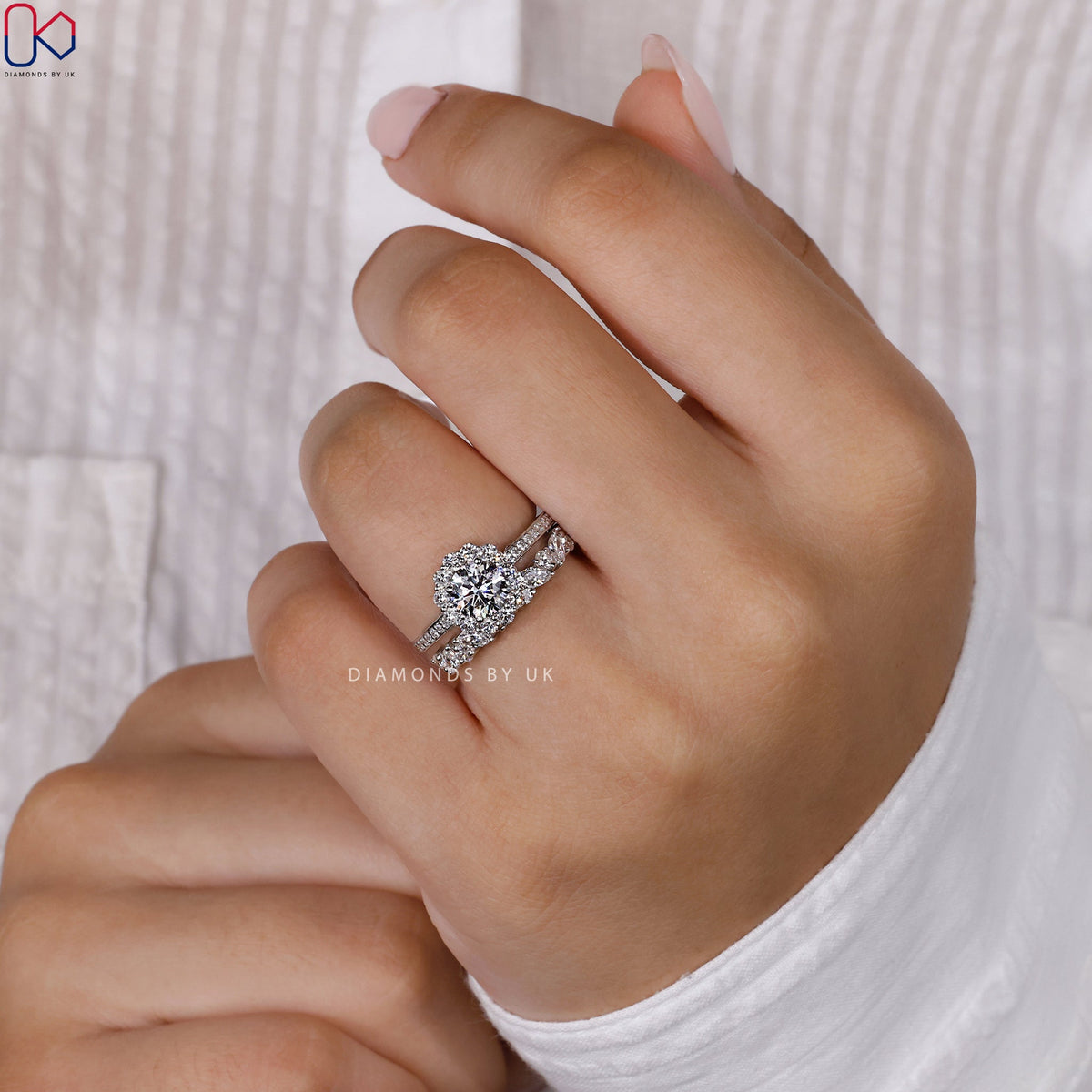 White Gold Engagement Ring With Wedding Band