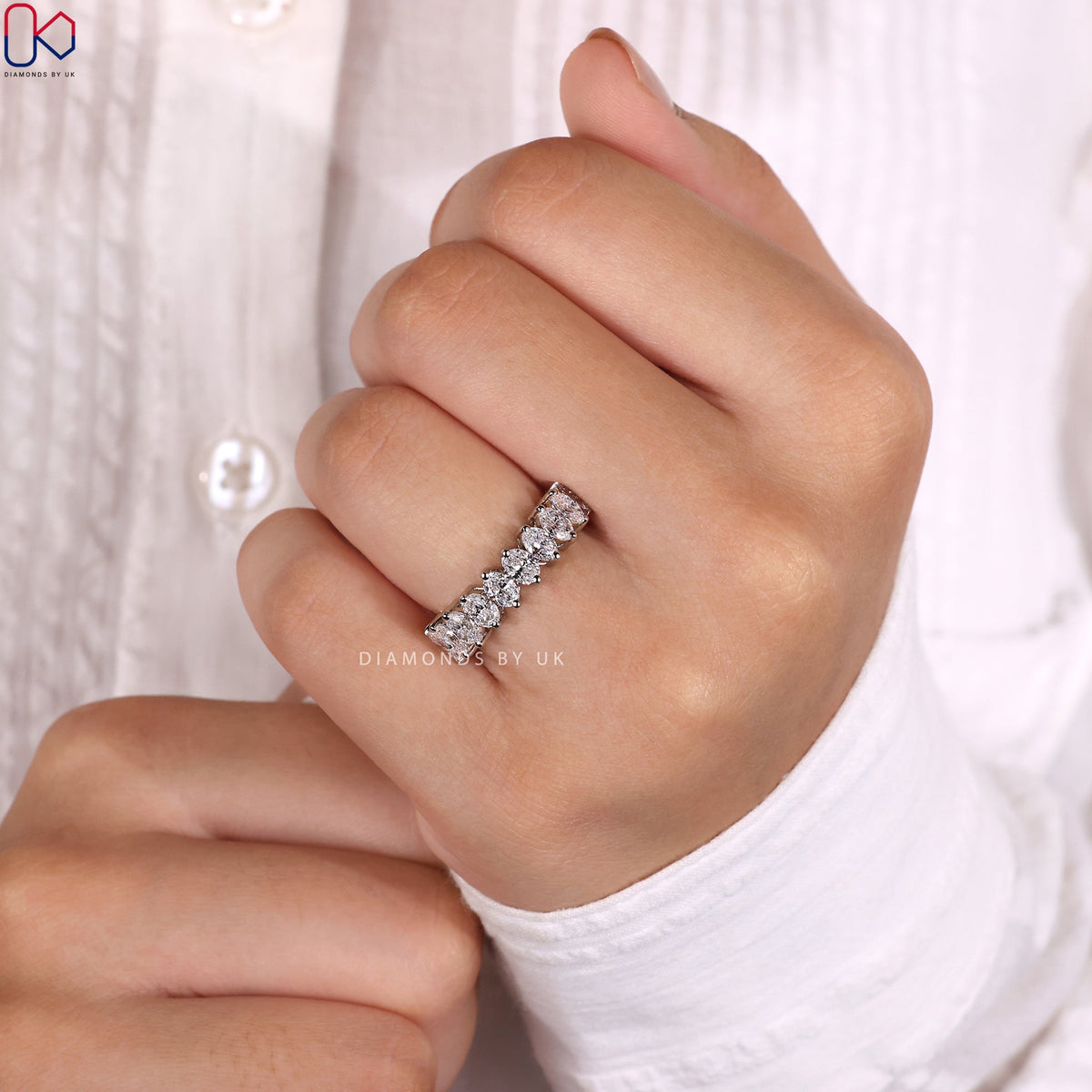 Oval Wedding Band – Half Eternity