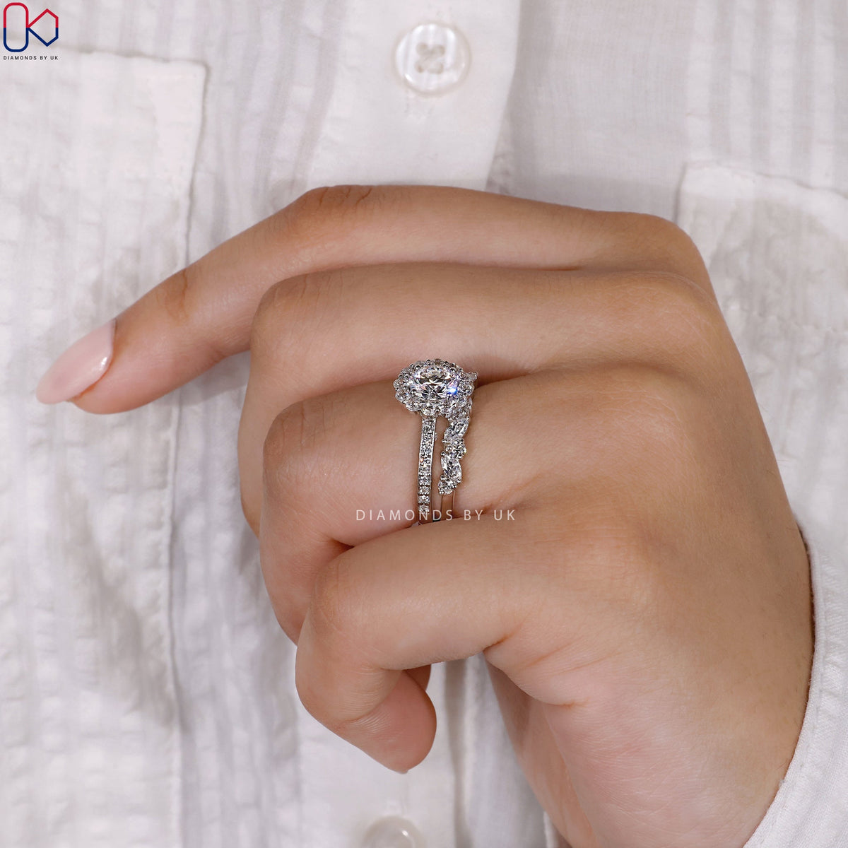 White Gold Engagement Ring With Wedding Band