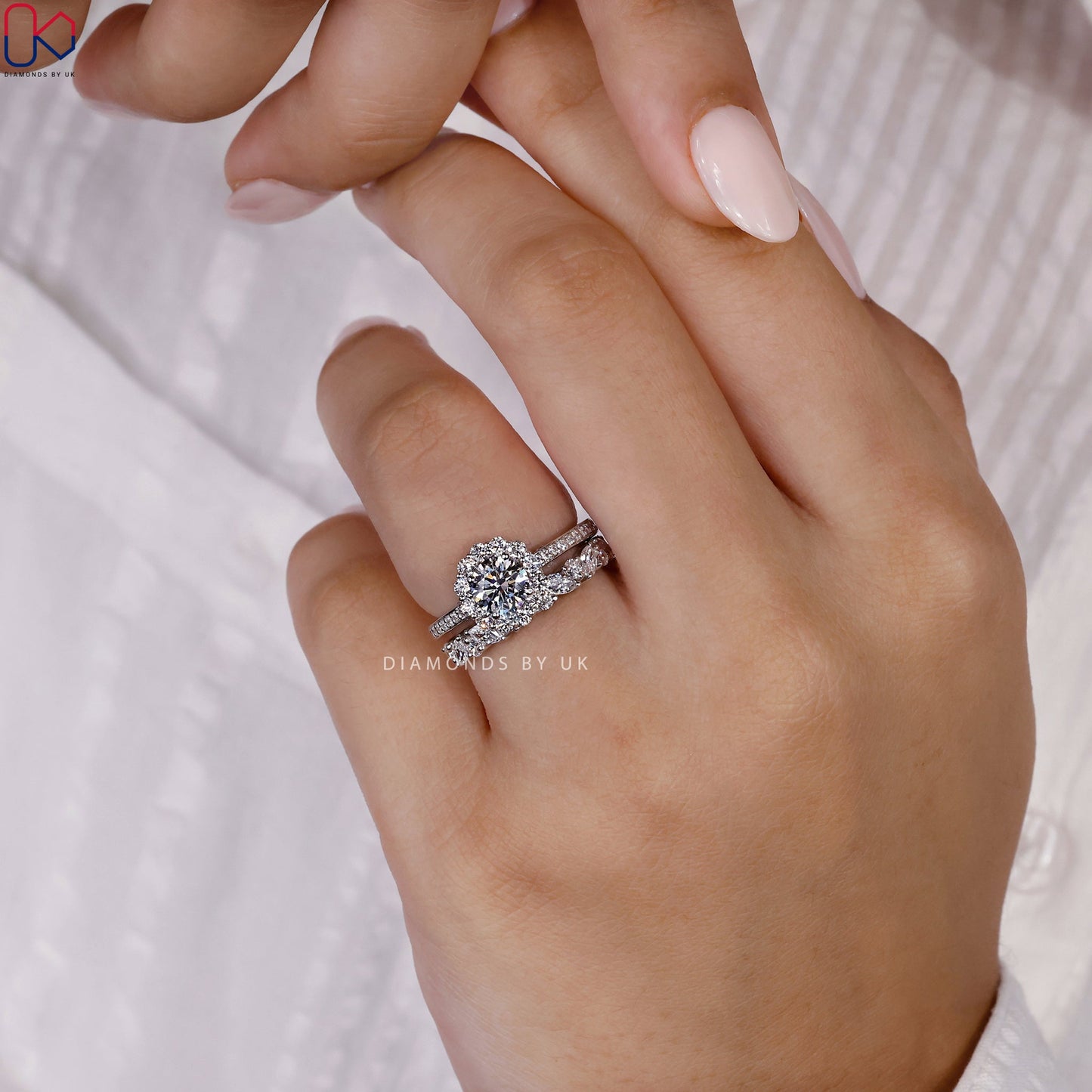 White Gold Engagement Ring With Wedding Band