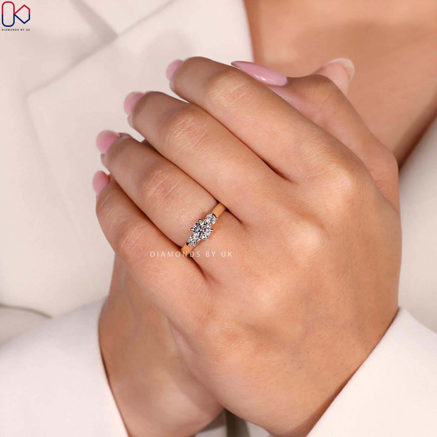 Yellow Gold Three Stone Round Diamond Ring
