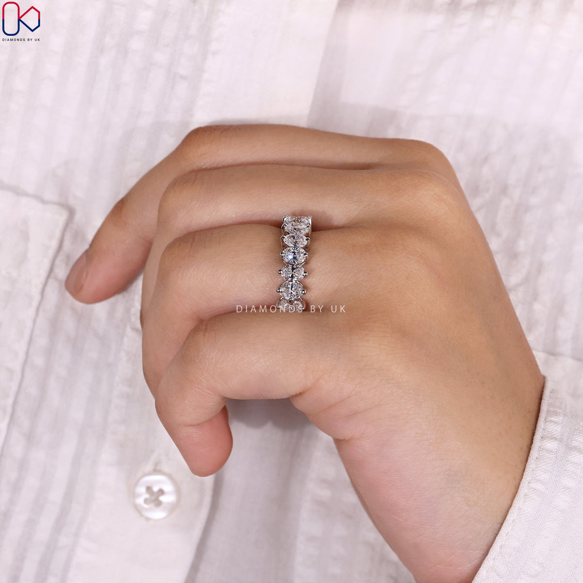 Oval Wedding Band – Half Eternity