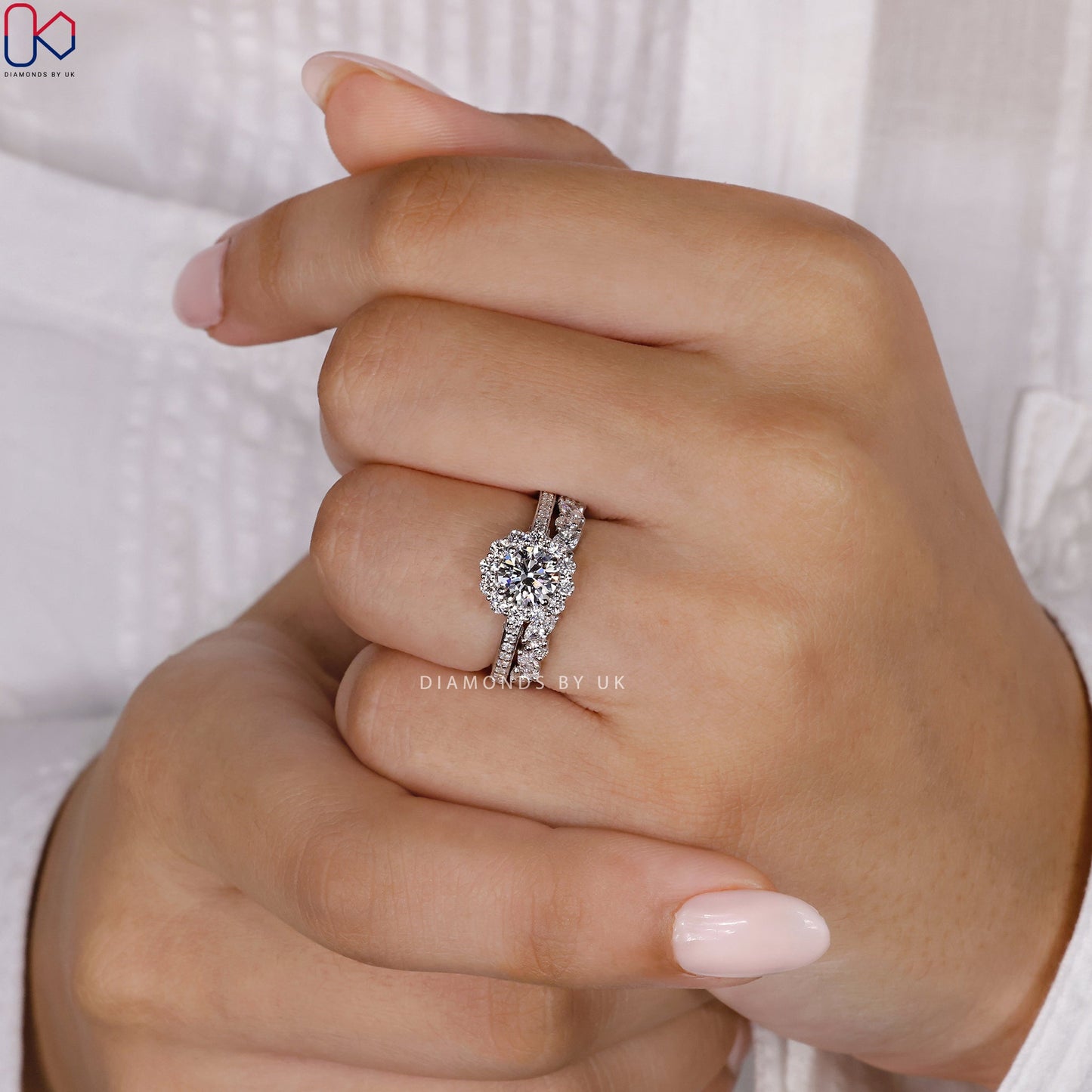 White Gold Engagement Ring With Wedding Band