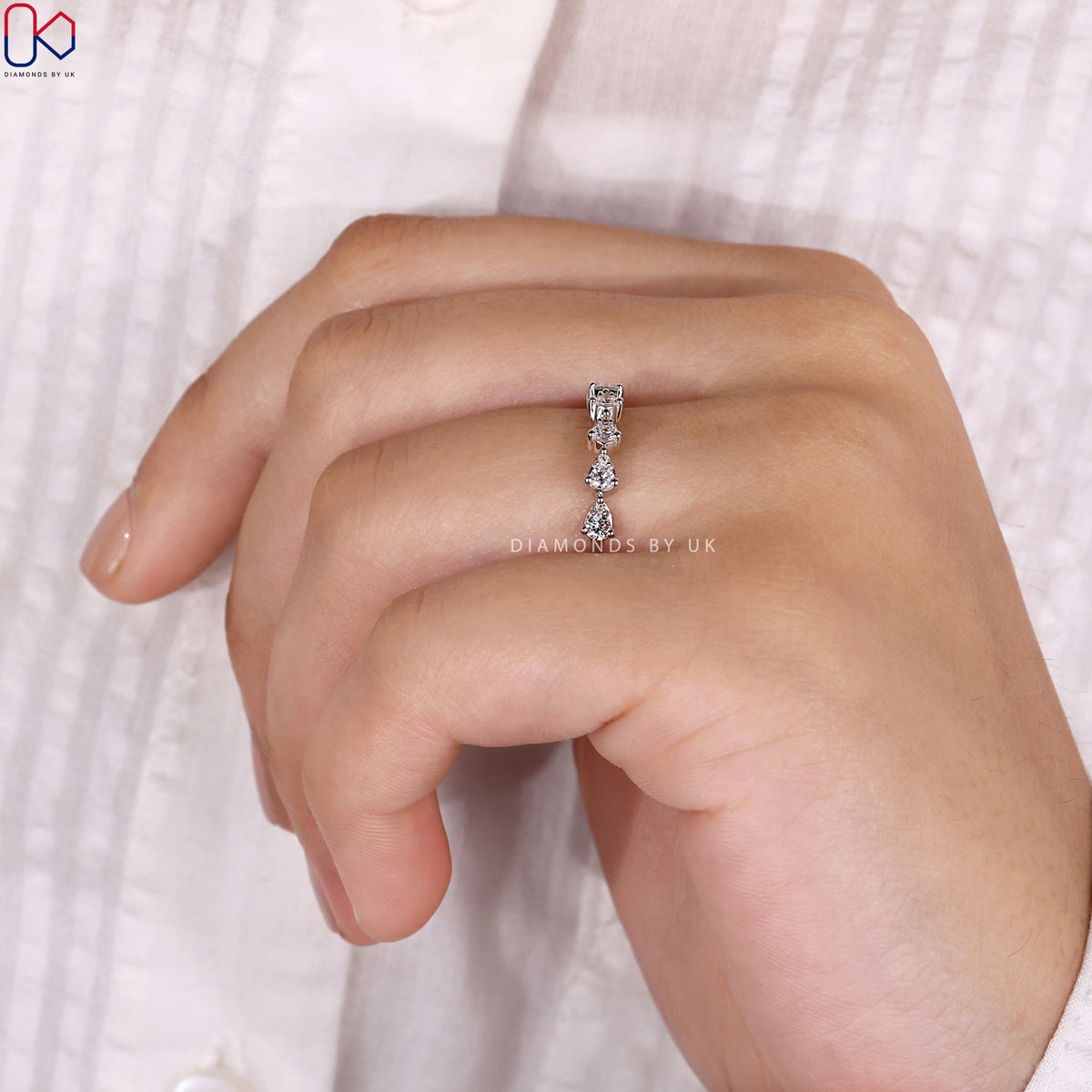 Half Eternity Wedding Band – Pear Shaped Outline