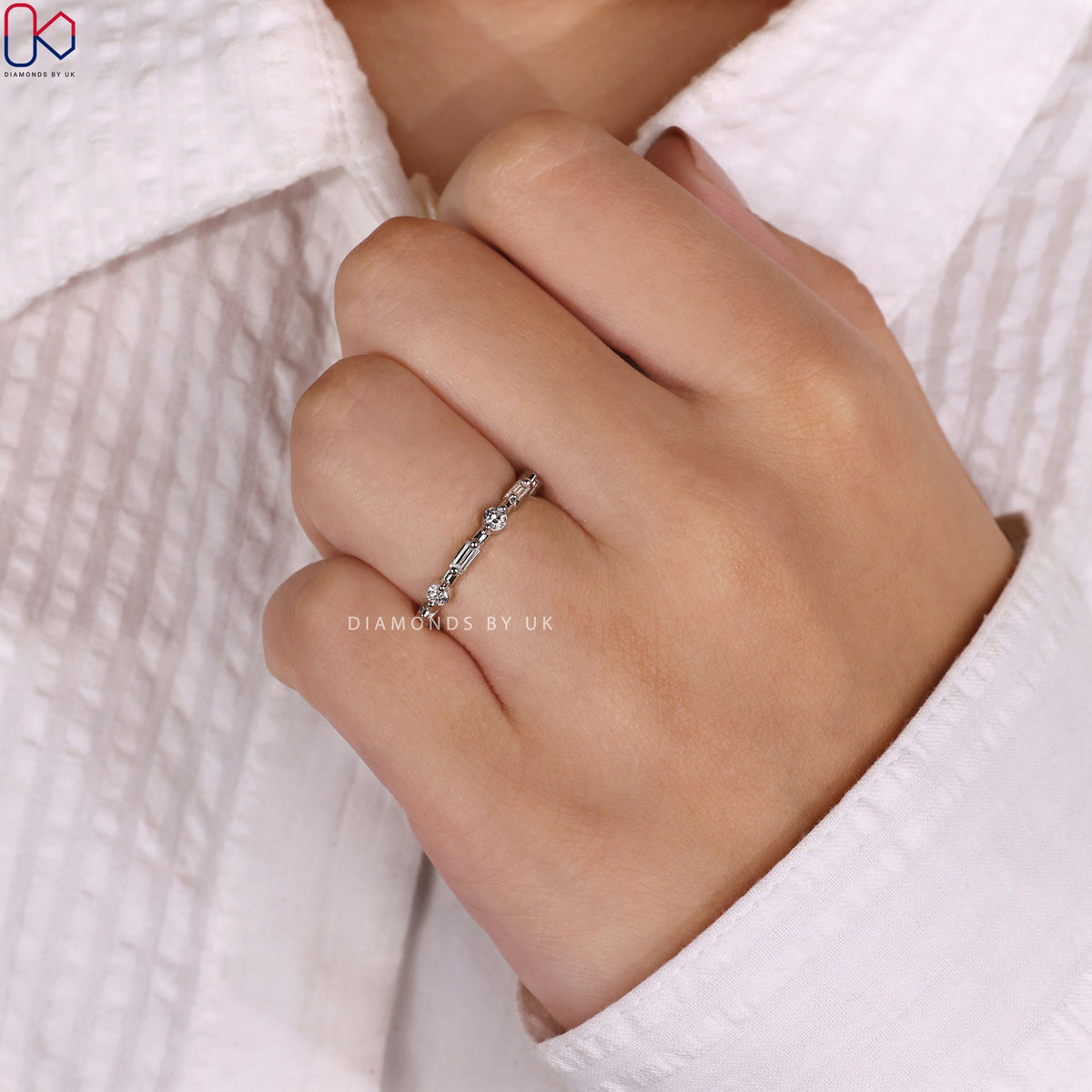 Baguette Diamond Wedding Band – Half Eternity