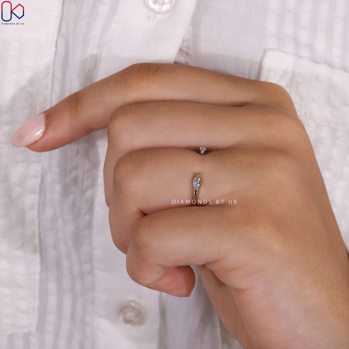 Open Wedding Band – Marquise Diamonds