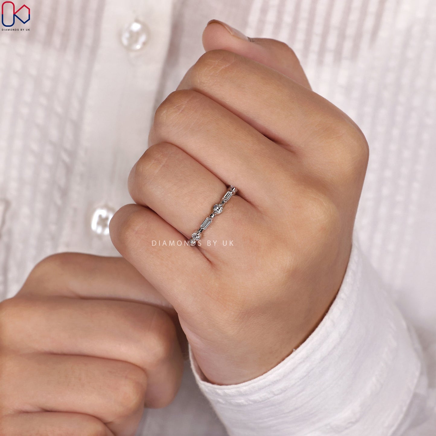 Baguette Diamond Wedding Band – Half Eternity