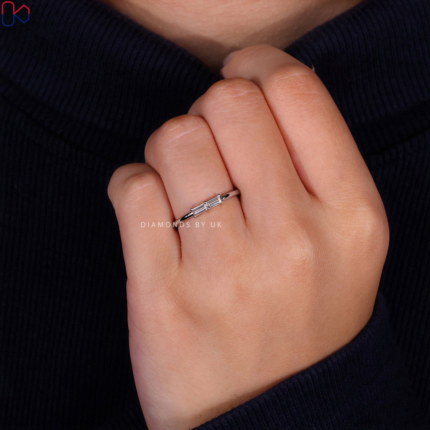 Baguette Diamond Wedding Band - White Gold