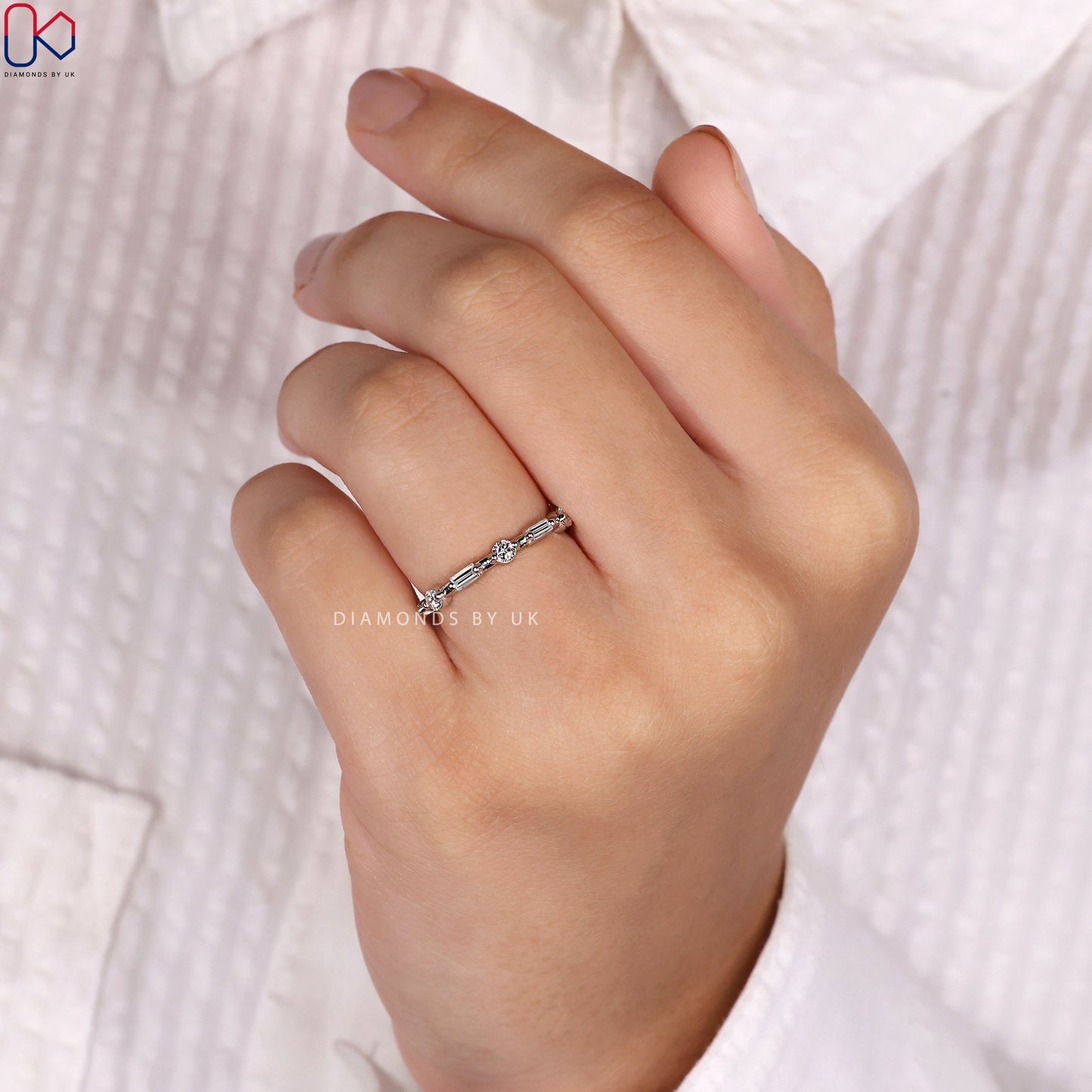 Baguette Diamond Wedding Band – Half Eternity