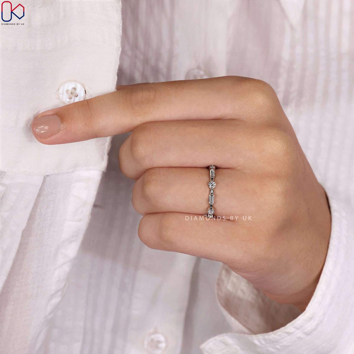 Baguette Diamond Wedding Band – Half Eternity