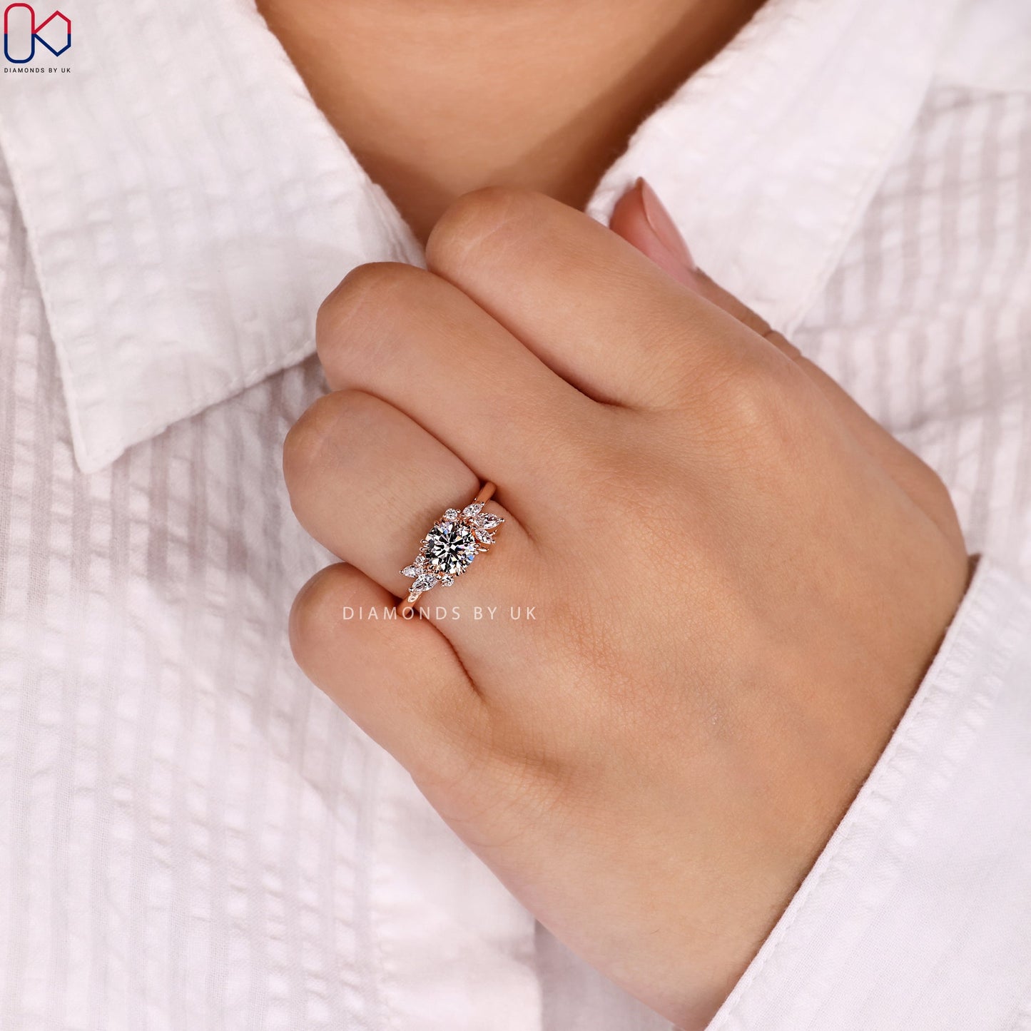 Round Cut Antique Diamond Cluster Ring