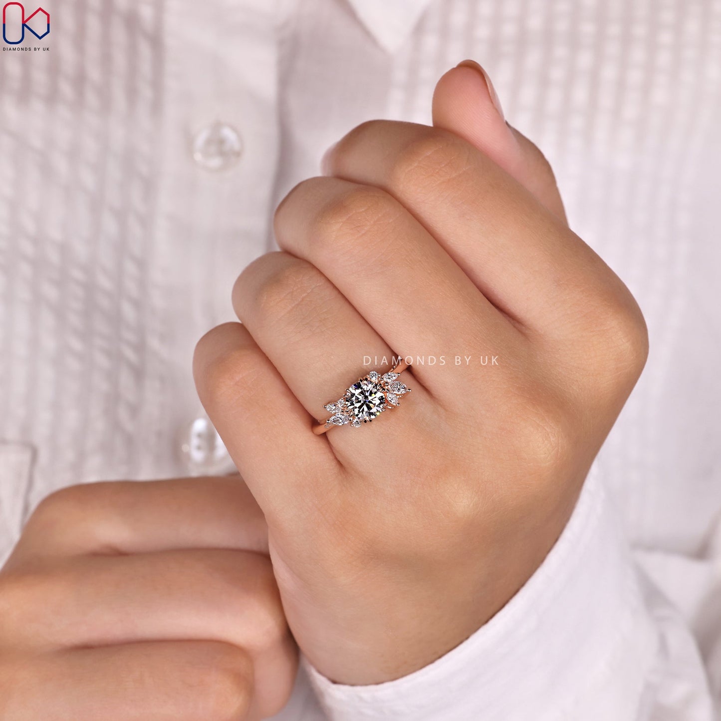 Round Cut Antique Diamond Cluster Ring