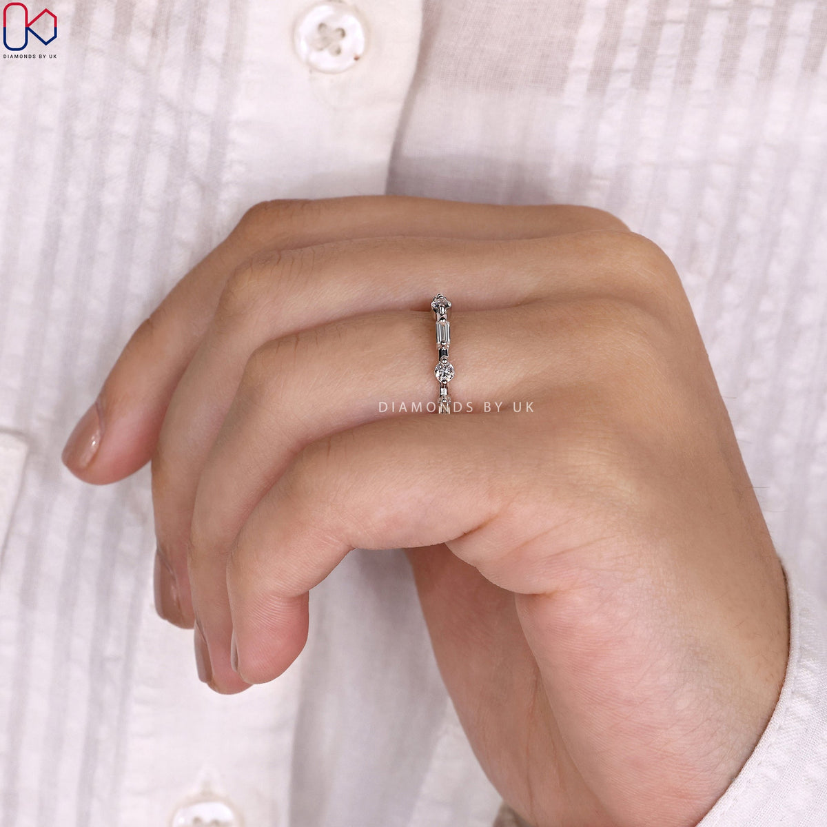 Baguette Diamond Wedding Band – Half Eternity