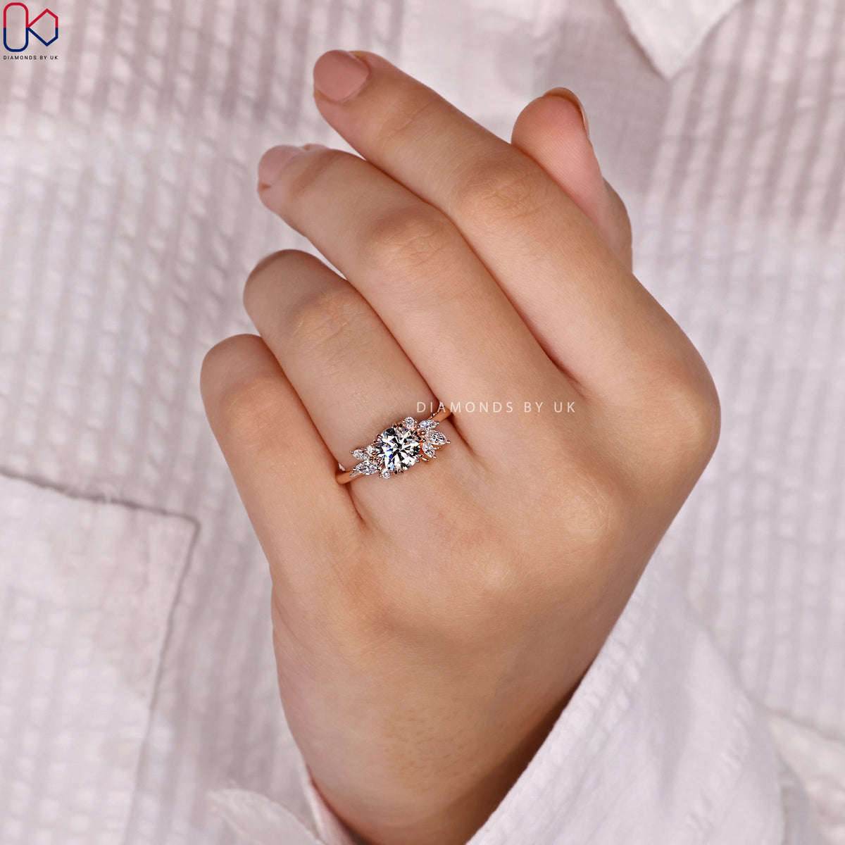 Round Cut Antique Diamond Cluster Ring