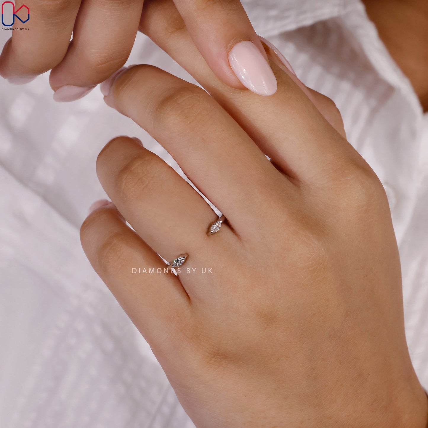 Open Wedding Band – Marquise Diamonds