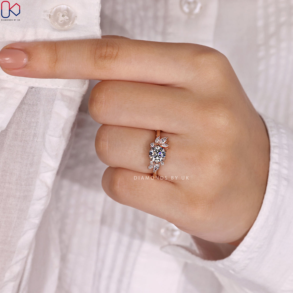 Round Cut Antique Diamond Cluster Ring