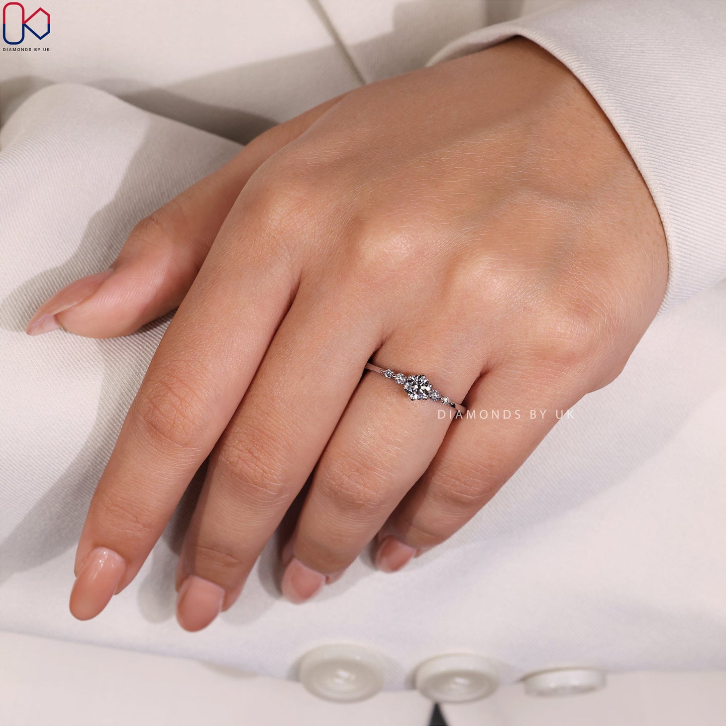 5 Stone Engagement Ring - Round Diamond