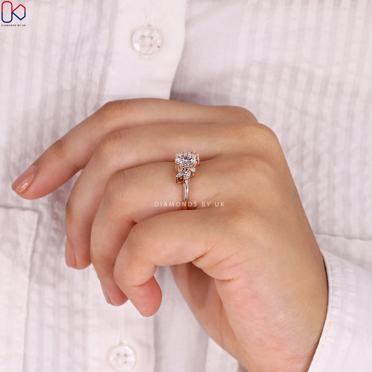 Round Cut Antique Diamond Cluster Ring