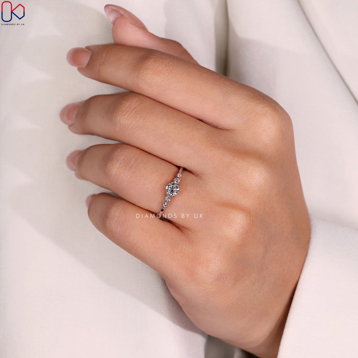 5 Stone Engagement Ring - Round Diamond