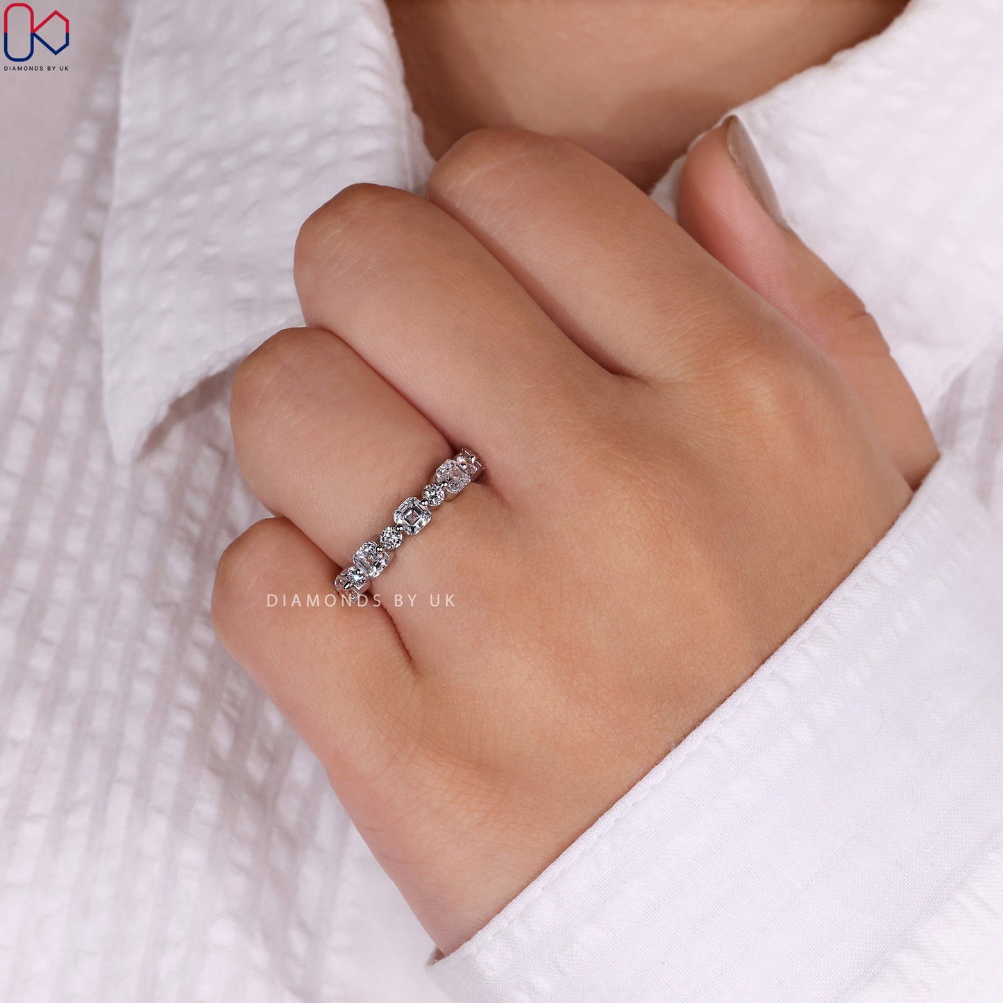 Asscher Cut Wedding Band