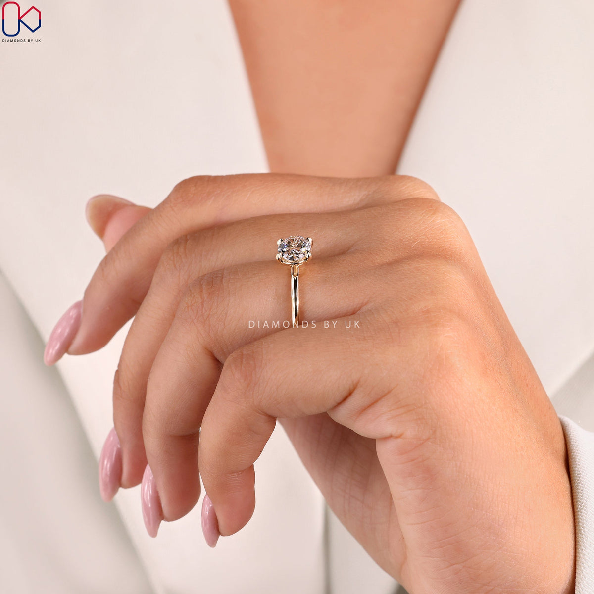 East West Engagement Ring - Oval Diamond